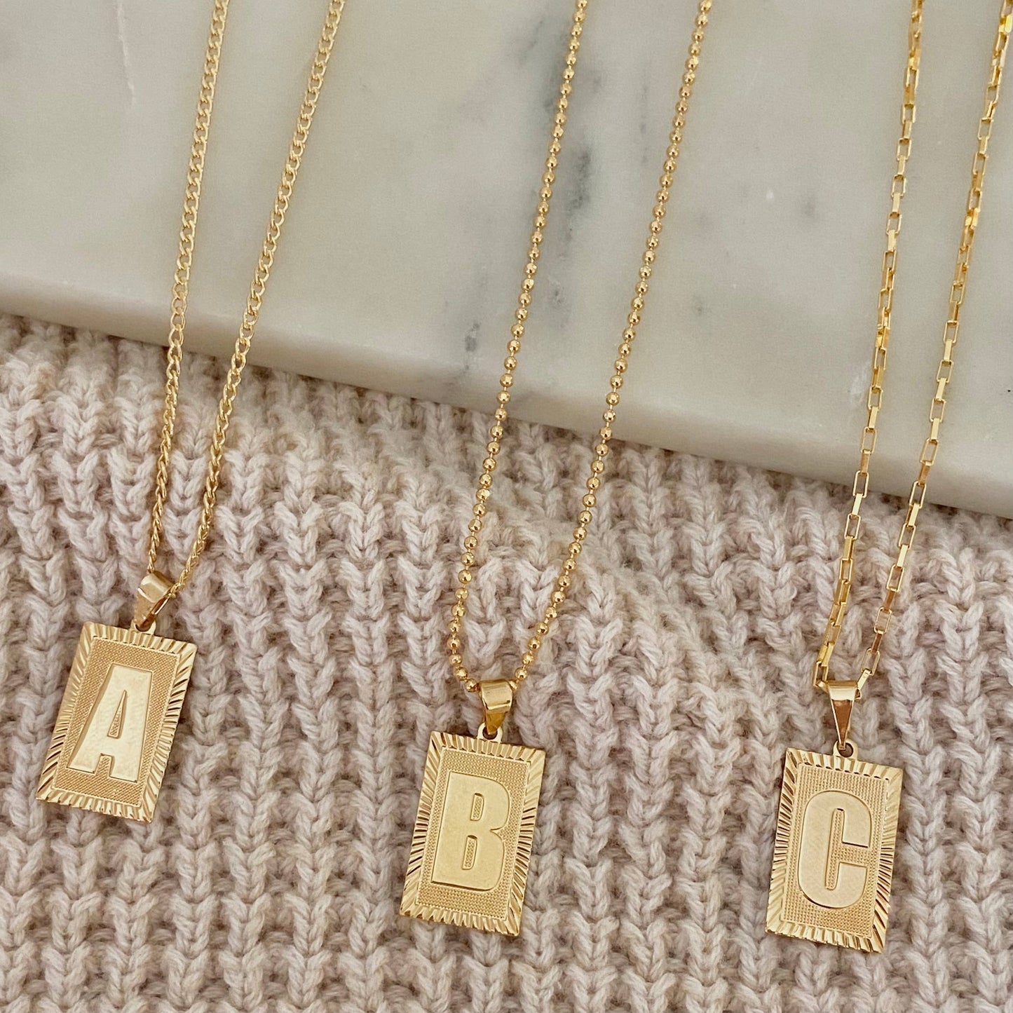 Initial Plate Letter Necklace
