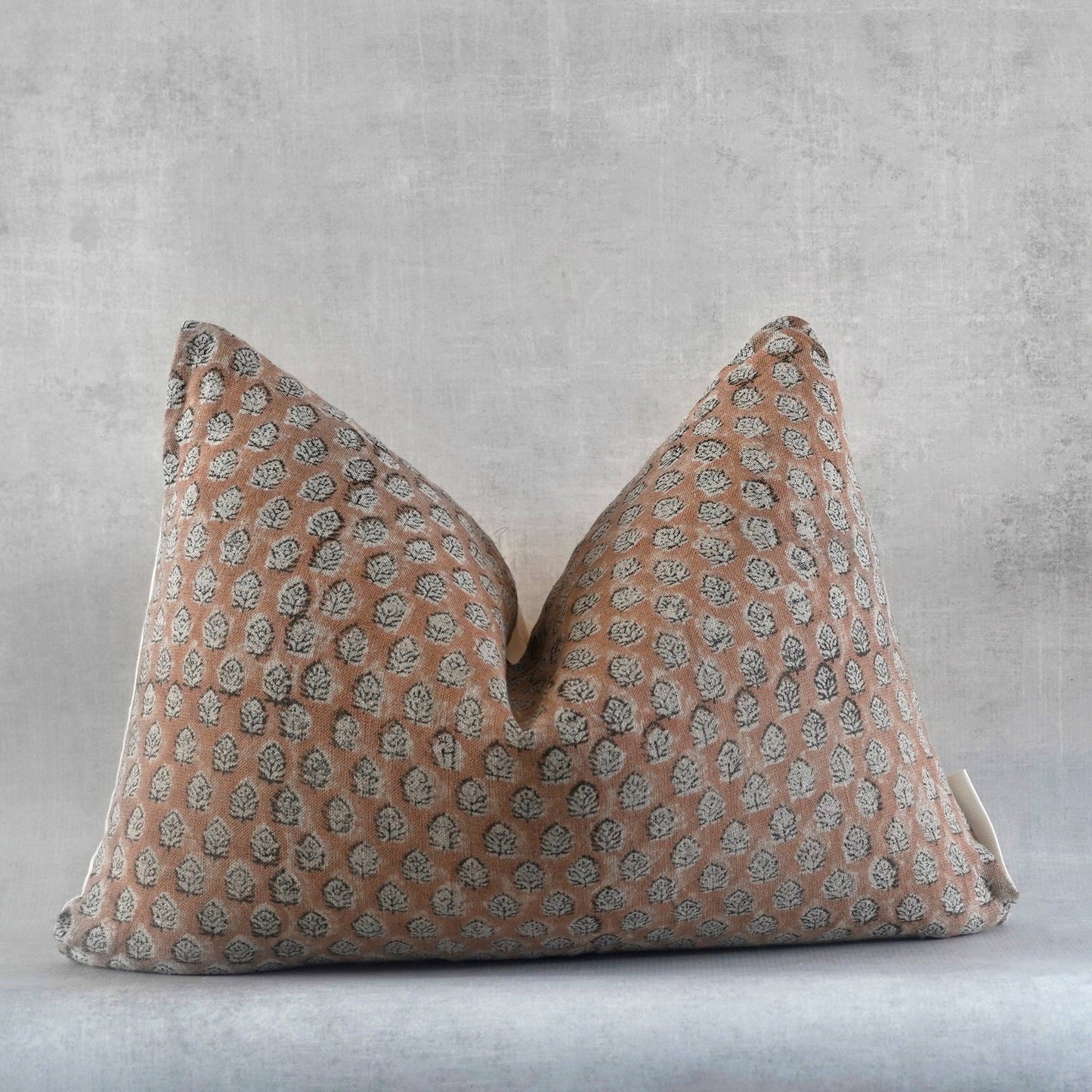 ADEKOLA-HAND BLOCK LINEN LUMBAR PILLOW COVER