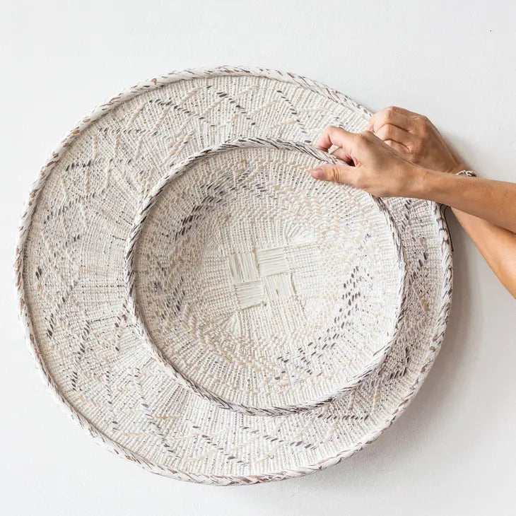 White Washed Flat Basket