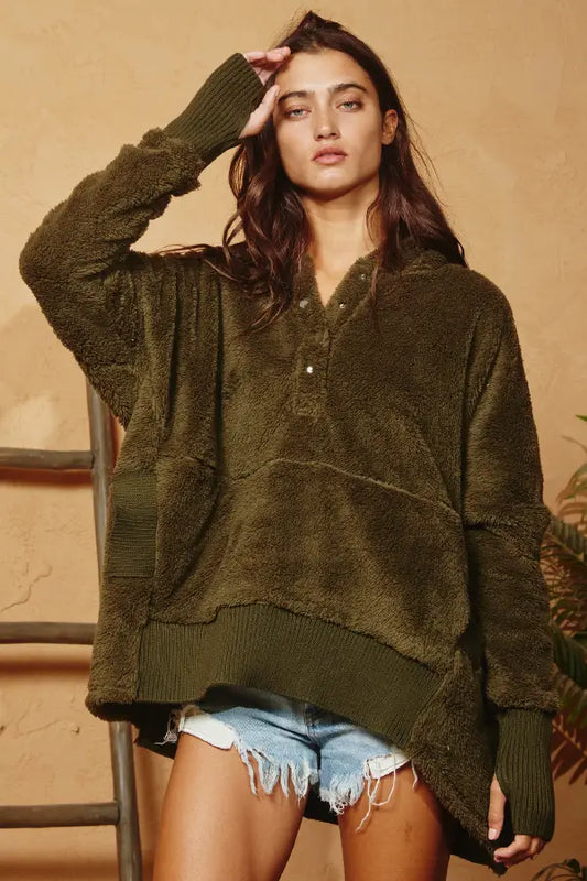 Oversized Fuzzy Hoodie Top