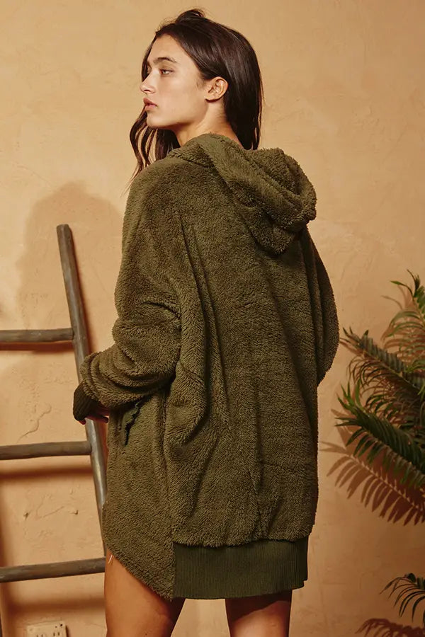 Oversized Fuzzy Hoodie Top