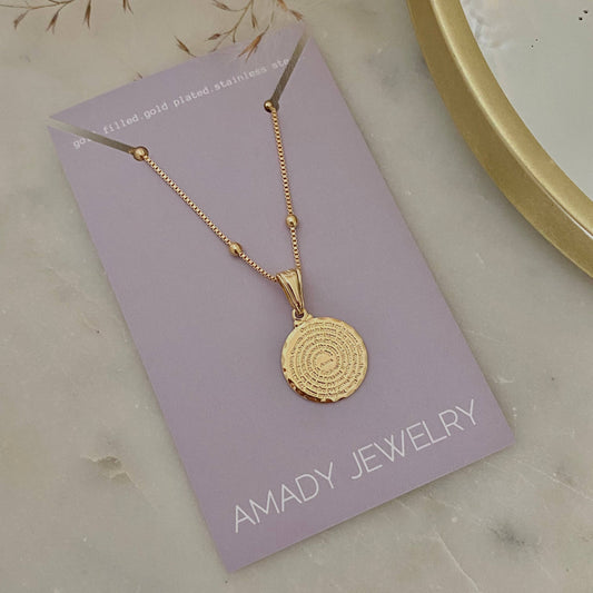 Our Father prayer coin necklace
